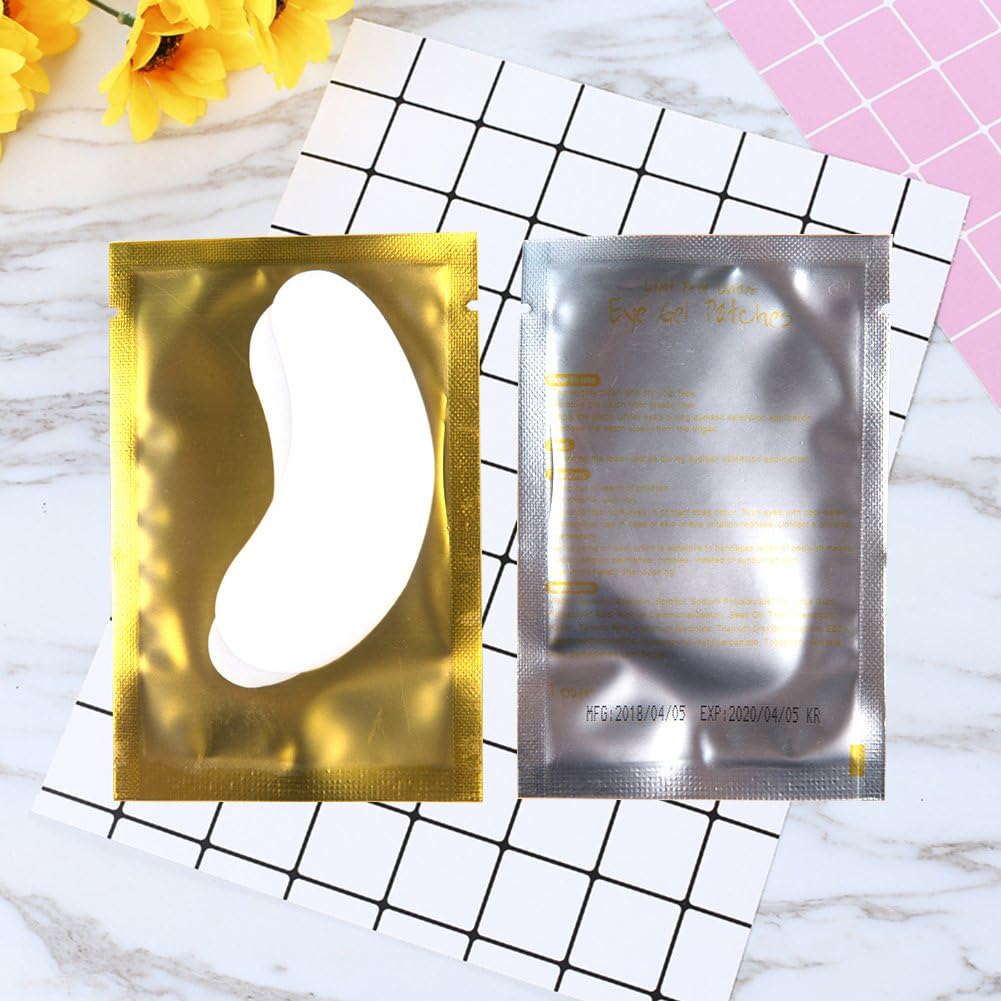 Eye Gel Pads 50 works Eyelash Extension Under Eye Gel Pads Lint Free Eye Patches Eye Mask Beauty Tool Collagen Hydrogel Under Eye Patch (Gold) - Image 5