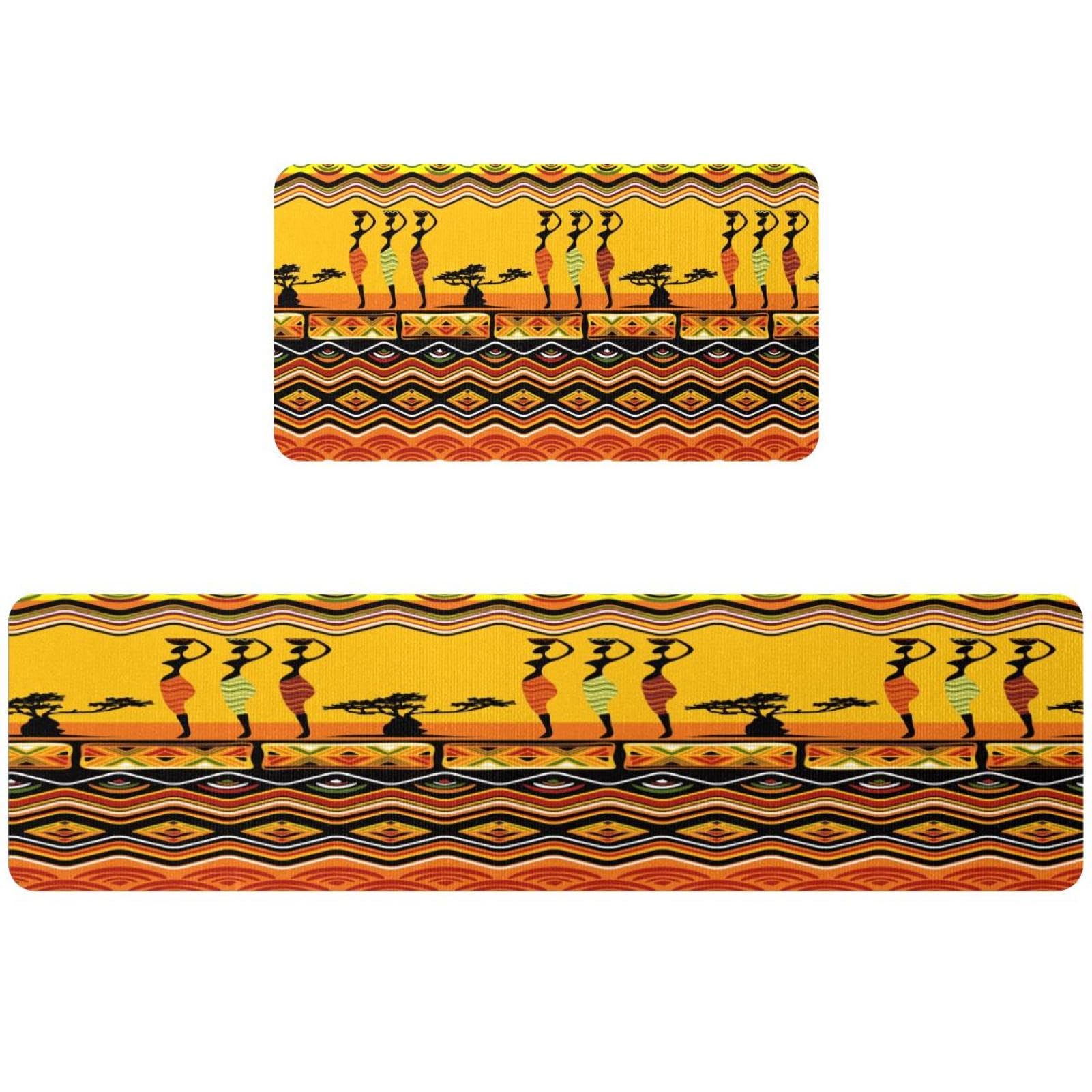 Tapete absorbente para cocina antideslizante y lavable con adornos de cultura africana