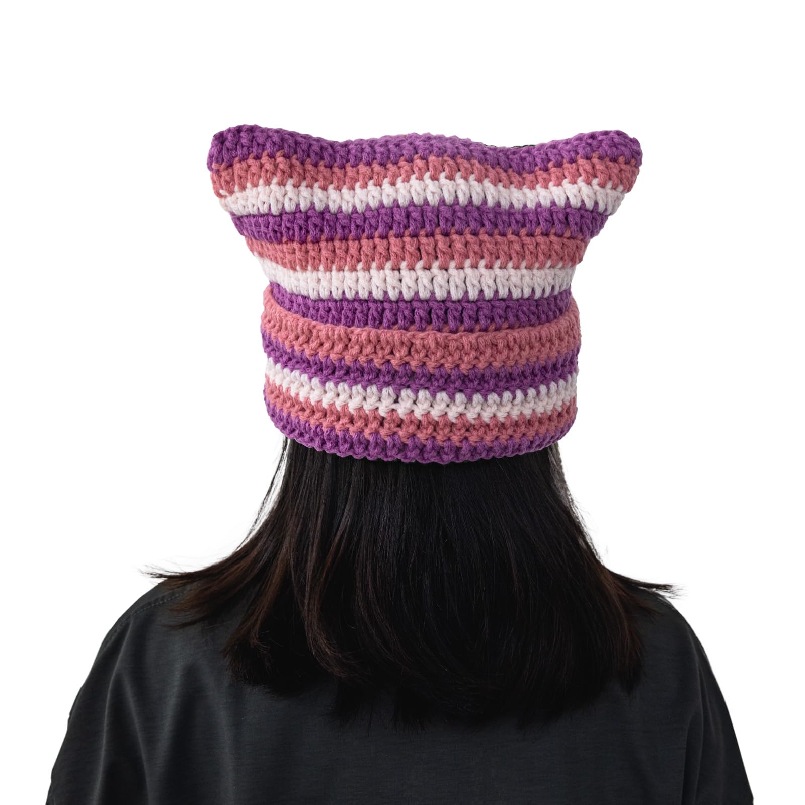 Yeezhee Kit de ganchillo para principiantes, kit de iniciación de gorro de ganchillo con tutoriales en video paso a paso, kit de punto de gorro de gato que incluye hilo, ganchos de ganchillo