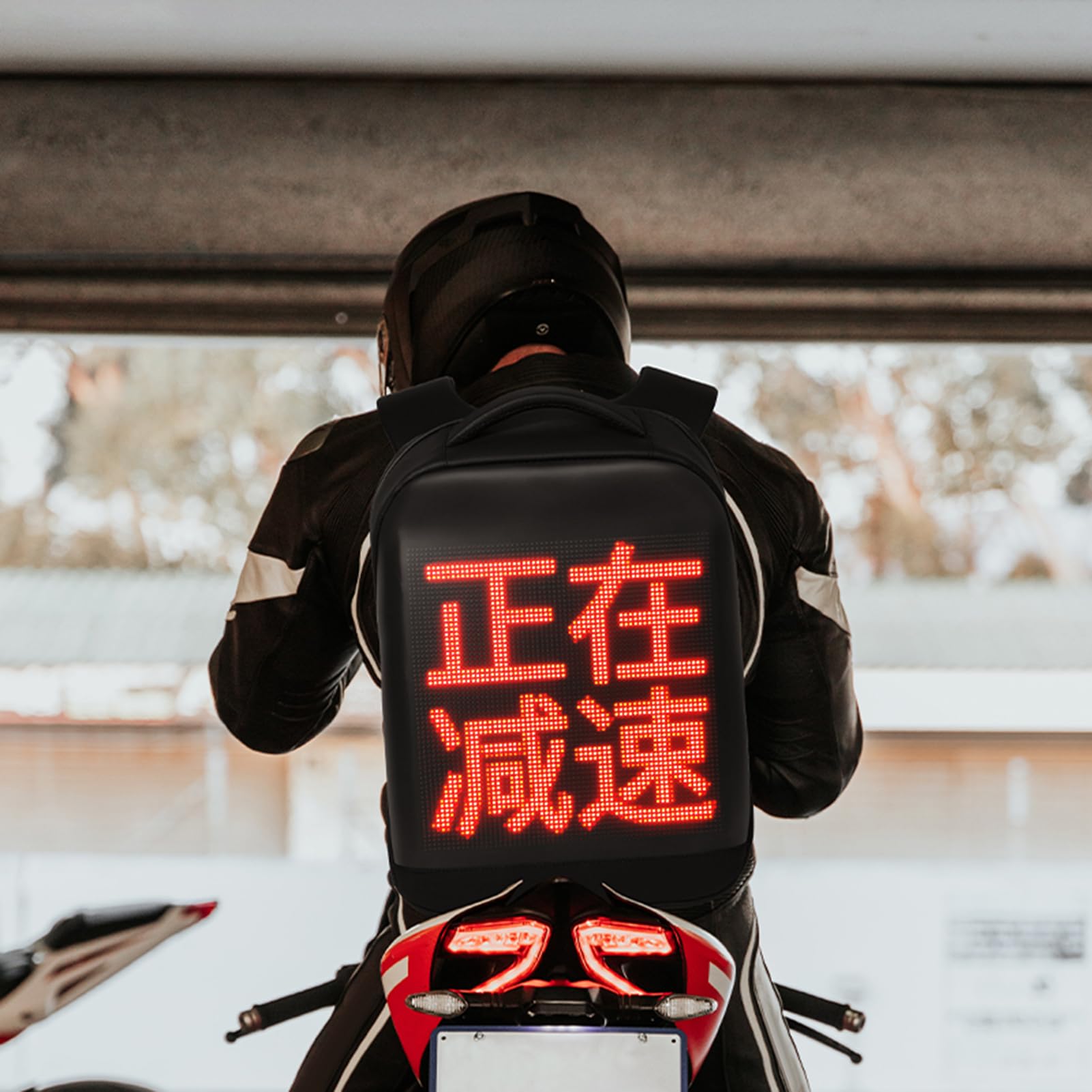 Luocute LED -Rucksack, LED -Motorrad -Rucksack -Rucksack -LED -Werbe -Rucksack -App -Steuer -Rucksack mit Programmierbarem Bildschirm Outdoor Travel