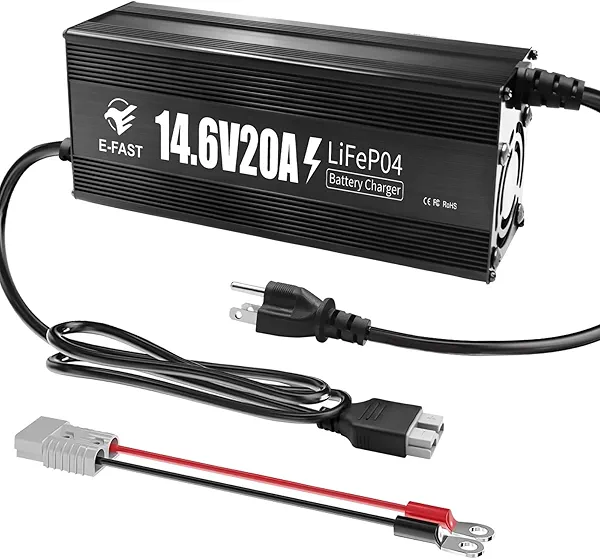 12V 20A Lithium Battery Charger 14.6V LiFePO4 Battery Charger Smart Charger with Anderson Connector Indicator Special for Lithium LiFePO4 Deep Cycle Rechargeable Batteries of Boat, RV