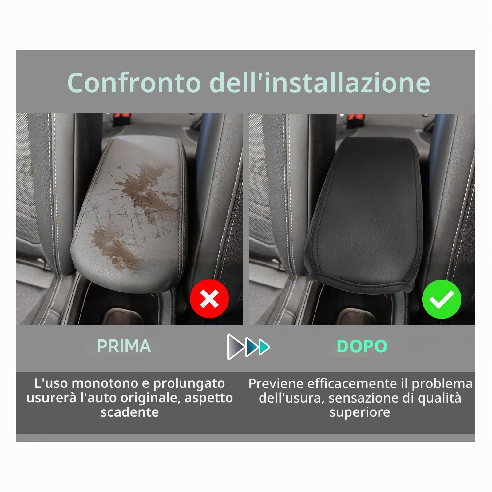 GAFAT Compatibile con Nuovo Jeep Avenger 2023-2025 2026 EV Hybrid Copertura per Bracciolo Console Centrale, Bracciolo Protezione in Pelle PU, Accessori Avenger 2025 (Nero)