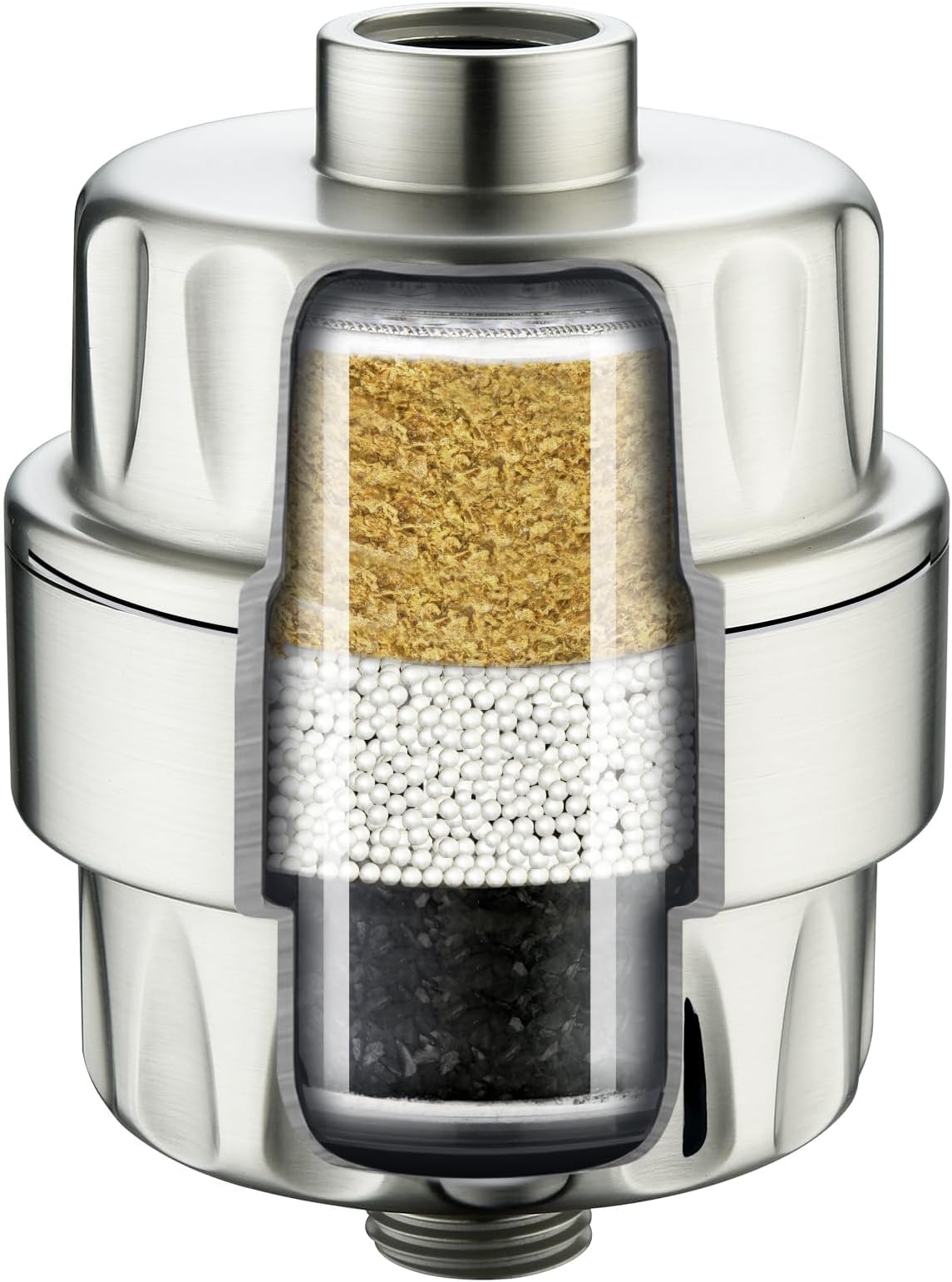 BRIGHT SHOWERS Shower Filter, High Output Shower Head Filter, 3-Stage Filtration for Hard Water & Chlorine Removal, Improves Skin, Hair & Nails, Universal Fit, Brushed Nickel
