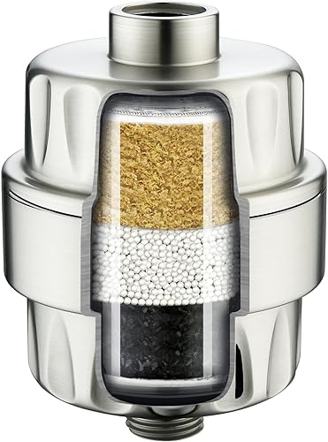 BRIGHT SHOWERS Filtro de ducha, filtro de cabezal de ducha de alto rendimiento, filtración de 3 etapas para eliminación de agua dura y cloro, mejora