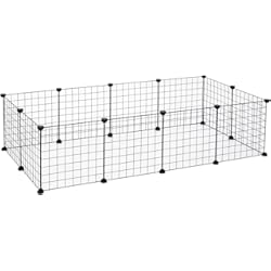 Panel Metalico Pawhut Valla Metálica para Mascotas con 12 Paneles Parque Metálica para Animales Pequeños Desmontable Diseño DIY Negro 106x73x36cm