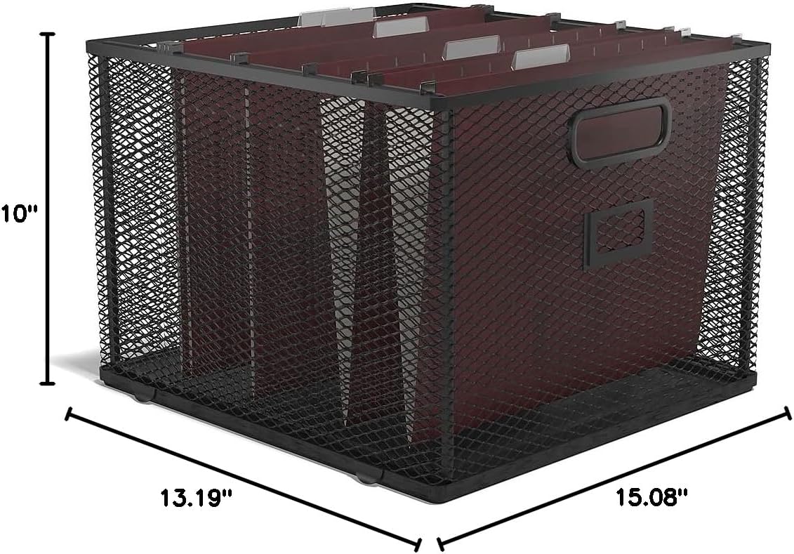 TRU RED Wire Mesh File Organizer, Matte Black, 2‑Pack – Vertical Desktop Sorter for Files, Folders & Mail