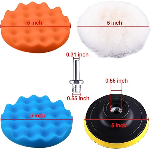 Miniatura 8 de SIQUK 26 almohadillas de pulido de automóvil de 6 pulgadas, kit de almohadillas de pulido de espuma, almohadillas de cera para pulir capos de cera,