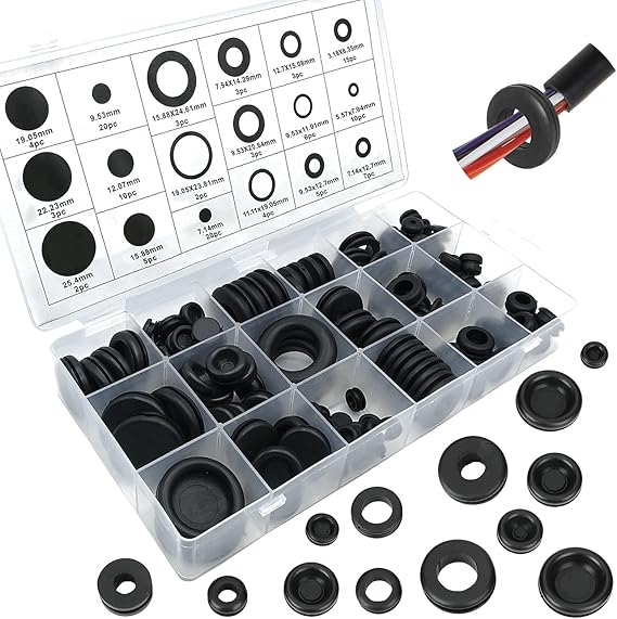 250 Pezzi Passacavi In Gomma Kit(128 Tappi In Gomma, 122 Gommino Guarnizione