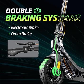 Electric Scooter for Adults, 500W/650W Motor, Up to 19 MPH and 25 Miles Long-Range, 10 Pneumatic Tires, Folding E Scooter with Fingerprint Unlocking and APP, Ideal for Safe Commuting