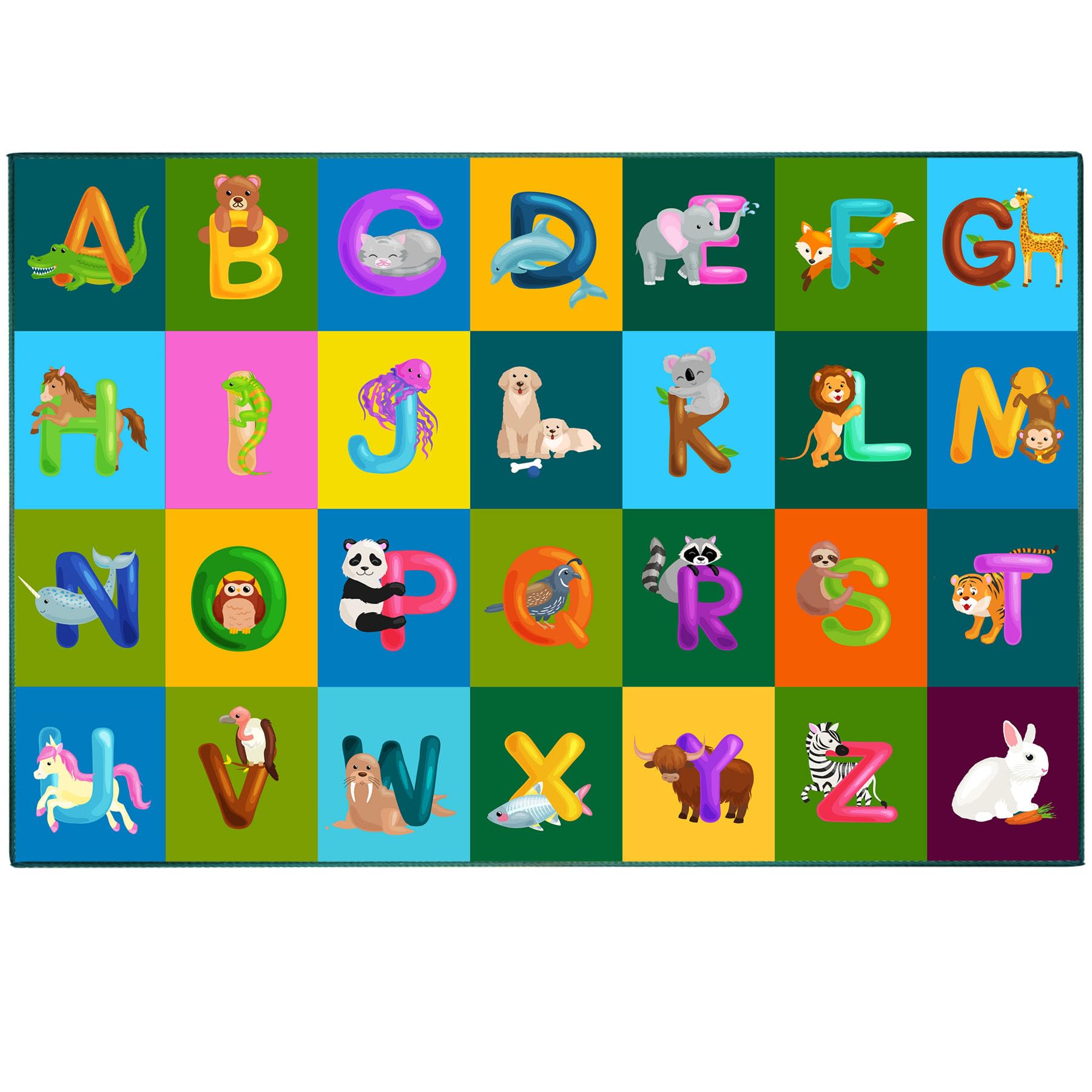 Amazon.com: ABC Alphabet, Animals Educational Rug, Kids Playtime ...