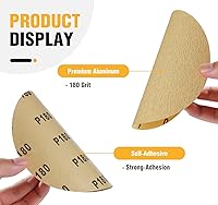 Vista 2 de 100 discos de lija PSA dorados de 6 pulgadas, grano 180, papel de lija autoadhesivo con parte trasera adhesiva, óxido de aluminio, papel de arena