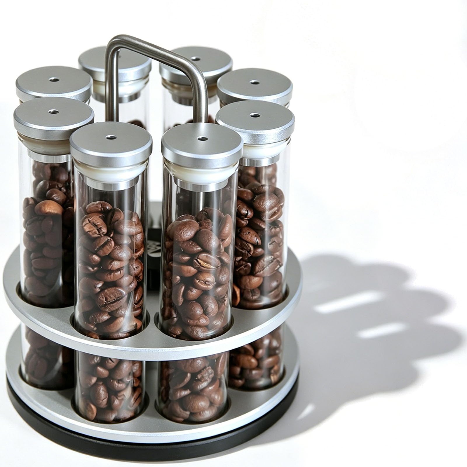 8 tubi per caffè espresso monodose con espositore girevole, imbuto, valvola unidirezionale, capacità 20 g, freschezza ermetica per barista domestico
