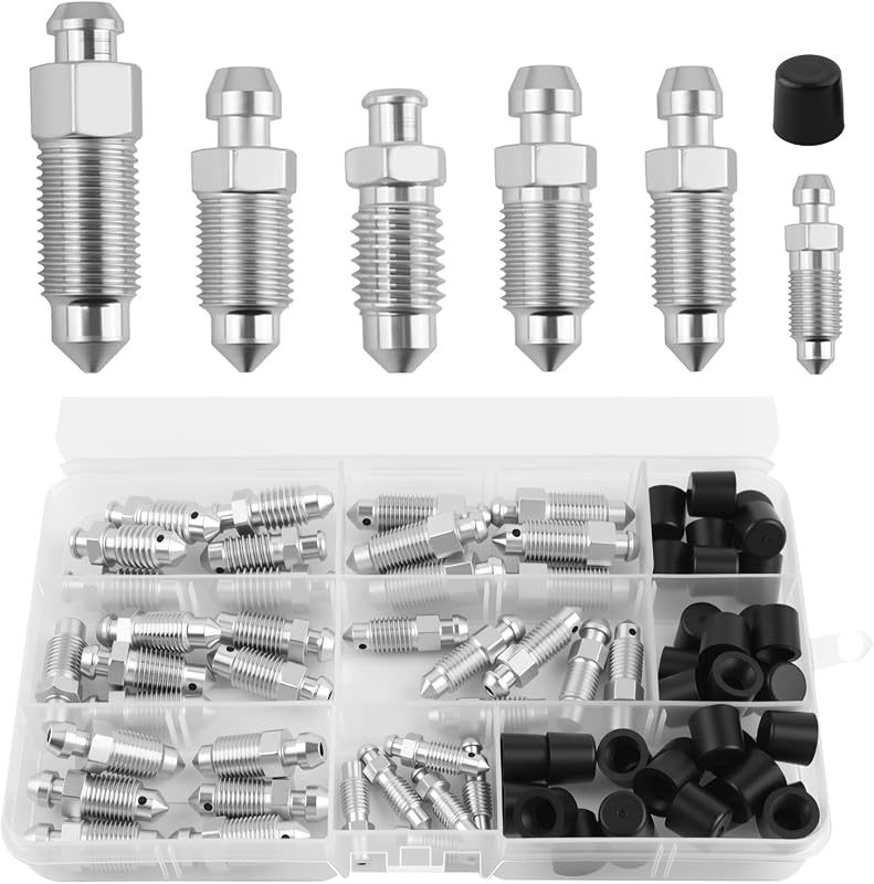 Kit de Parafusos de Sangria de Freio Bvcurdw com 36 Peças, Roscas Métricas e SAE com Tampas contra Poeira