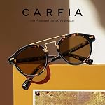 CARFIA Retro Acetate Small Face Polarized Sunglasses for Women Men Trendy Metal Double Bridge Round Sun Glasses CA3399L