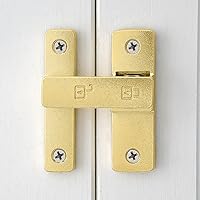 Vista 4 de Paquete de 2 Pestillos Dorados para Puerta de Granero, Cerradura de Portón de 180 Grados, Herrajes de Pestillos de Portón Abatible, Pestillo