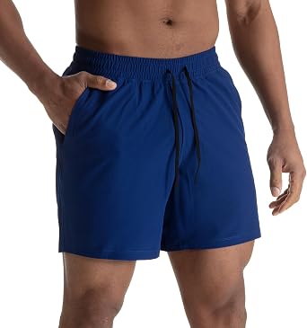 Mens Sports Running Shorts 5" Athletic Gym Workout Shorts Basketball Tennis Short with Zip Pocket