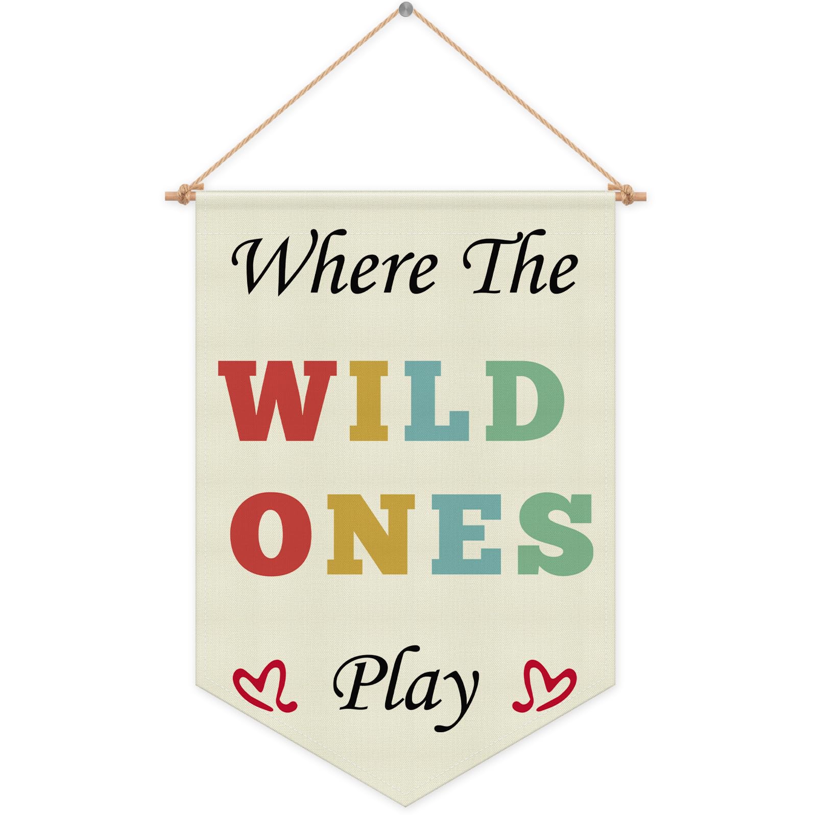 Playroom Wall Decor Hanging Pennant Flag Classroom Banner Nursery Bedroom Wall Sign Decor Playroom Banner Front Door Banner Baby Kids Girl Boy Teen Christmas Birthday Gift for Kids Girl Boy Teen Linen