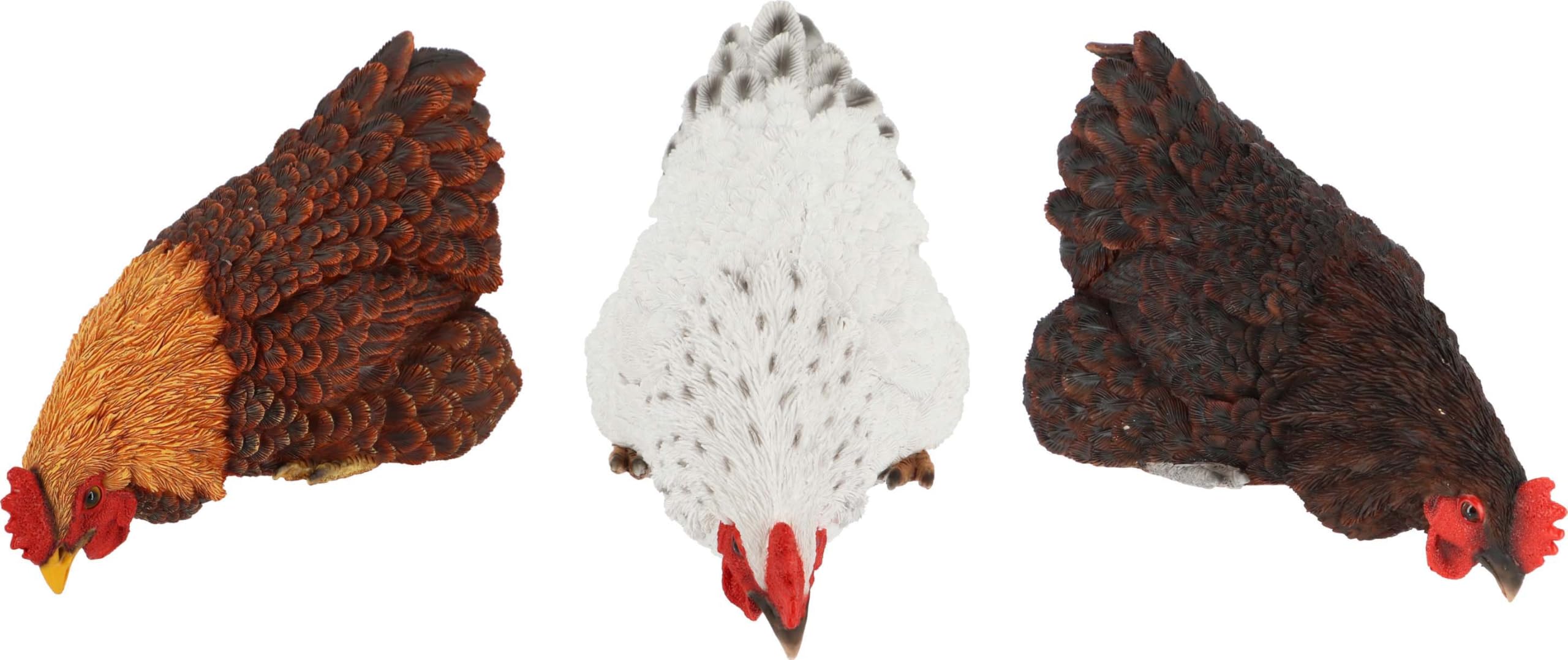 Poules décoratives à Poser en polyrésine (Lot de 3)