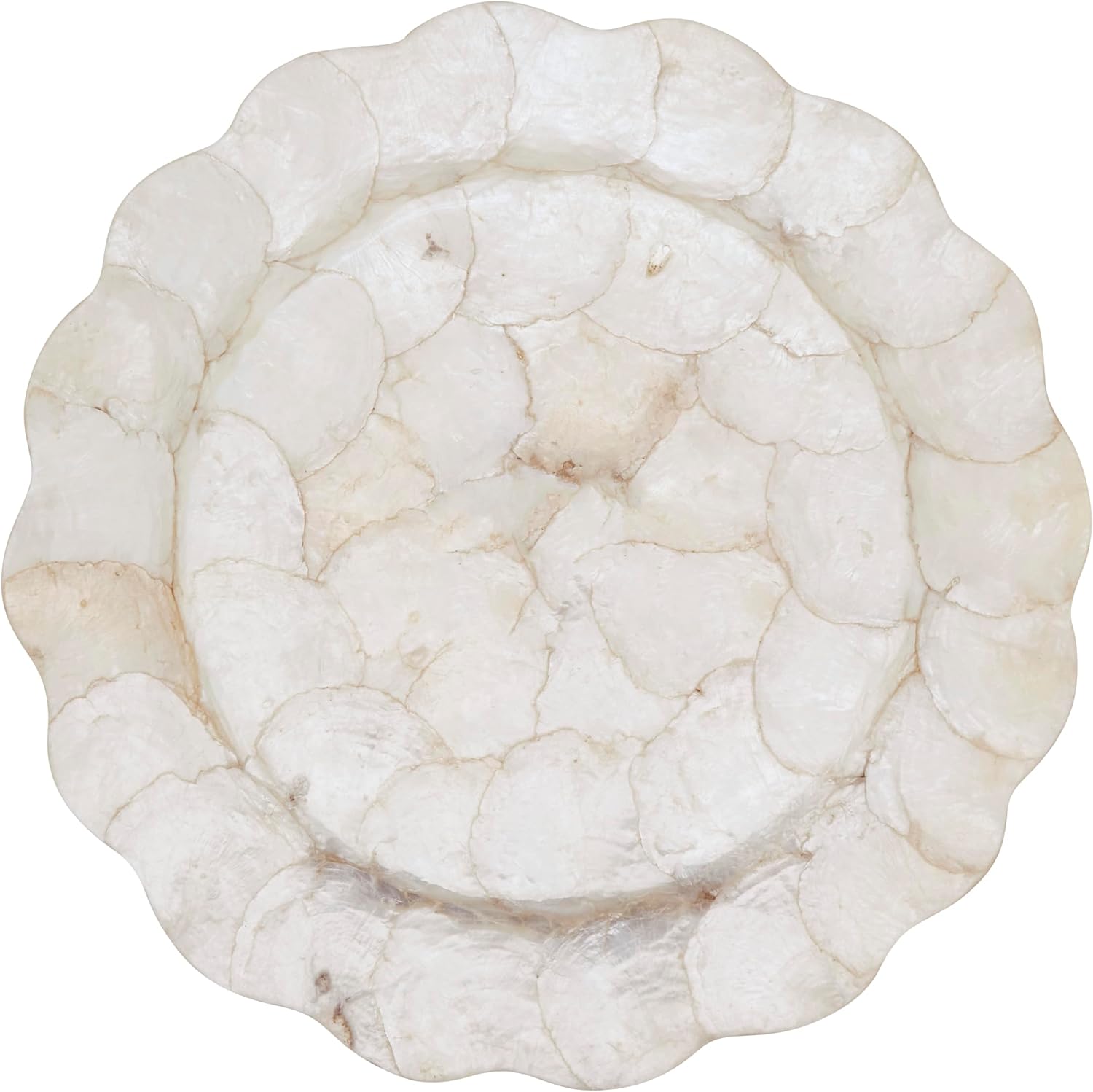 SARO LIFESTYLE Capiz Shell Scalloped Charger Plates (Set of 4) – Decorative Table Chargers for Dining & Entertaining, 13"