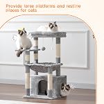 Heybly Cat Tree, Kitten Tower with Large Soft Cat Basket, Cat Condo with Spacious Cat Bed Cave with Hidden Space, Sisal-Covered Scratching Posts, Dangling Ball for Indoor Cats, Light Gray S HCT008SW