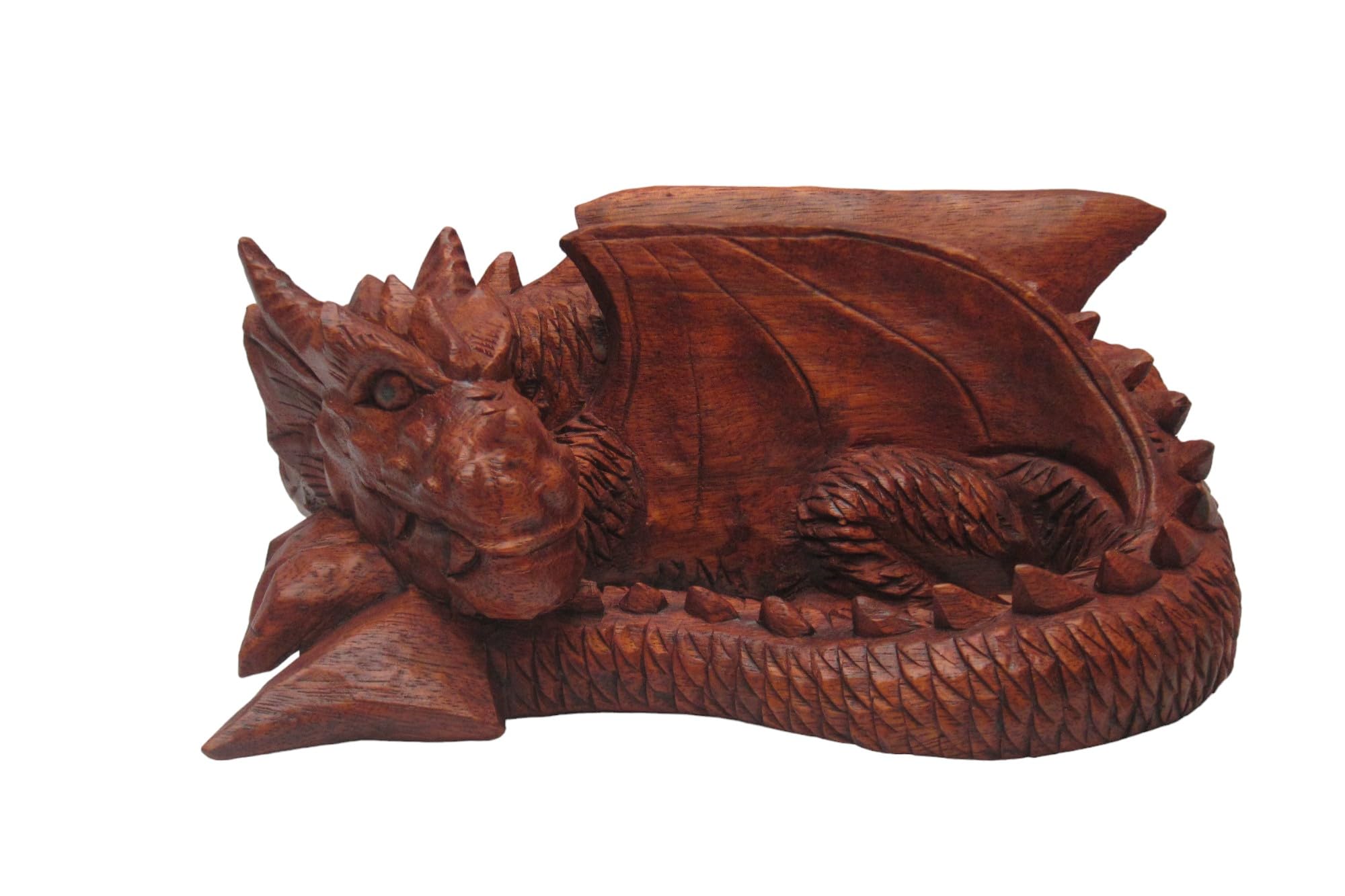 Brave Wings Hand Carved Wooden, Treasure Keeper Sleeping Dragon - Image 2