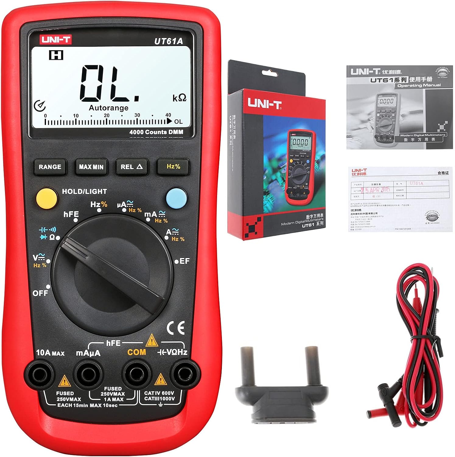 UNIT UT61A Auto range Digital Multimeter EF detecor with Diode test and buzzer continuity