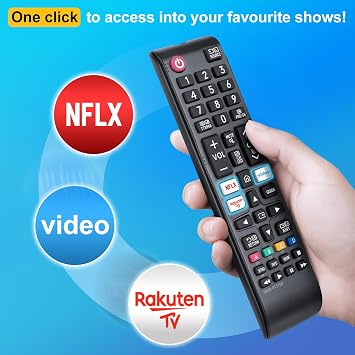 Loutoc BN59-01315B Samsung 4K UHD HDR Crystal QLED TV'ler için, Samsung UE Serisi Quantum TV'ler için, Netflx Rakten Prime Video düğmeleri ile Yedek Uzaktan Kumanda