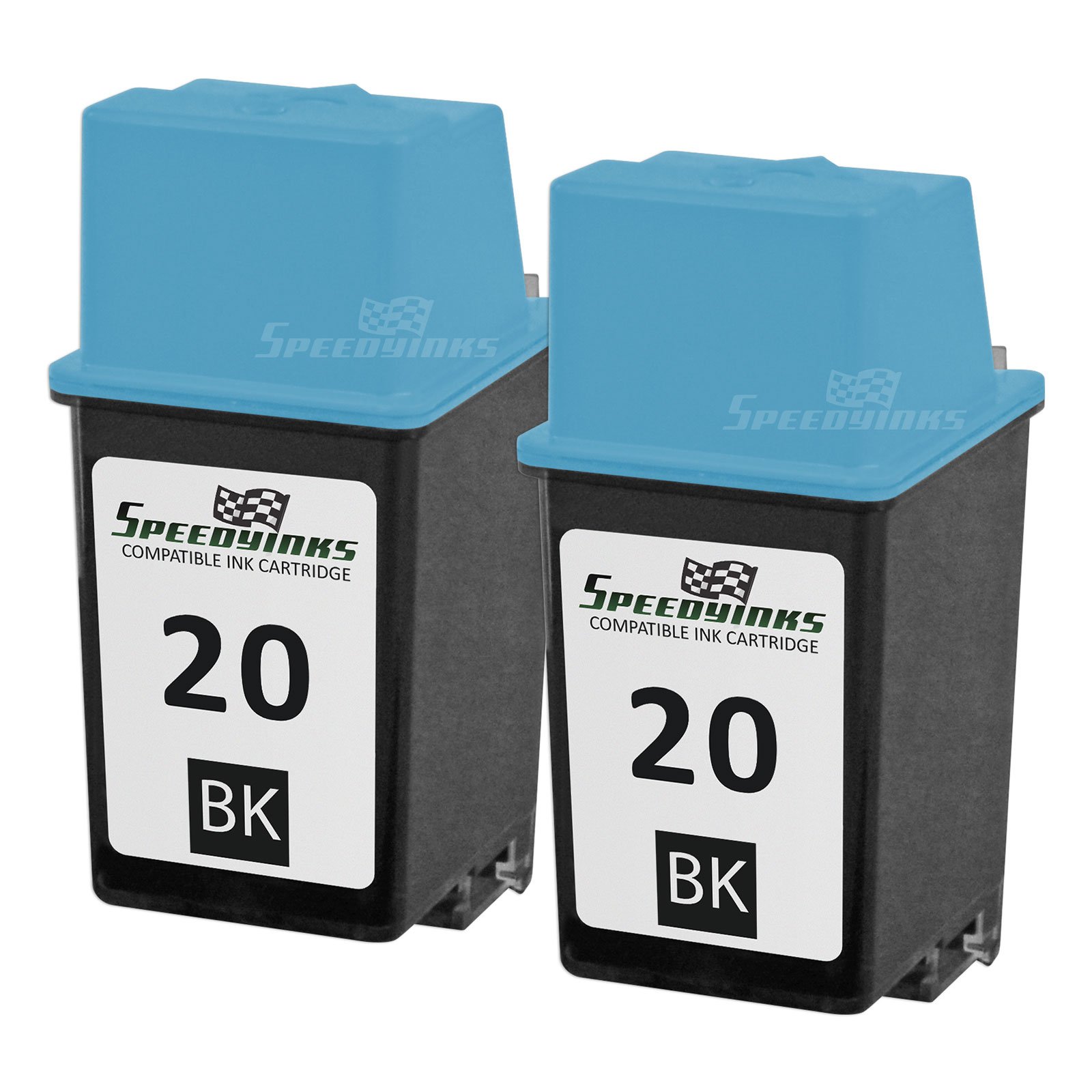 Speedy Inks Remanfactured Ink Cartridge Replacement for HP 20 (Black, 2Pk) Compatible w P2100U P2300U P2500 P2600 610 610C 612 612C 630C 632 640 640C 642C 648 1010 1020 1020xi 1040xi 1050 and More