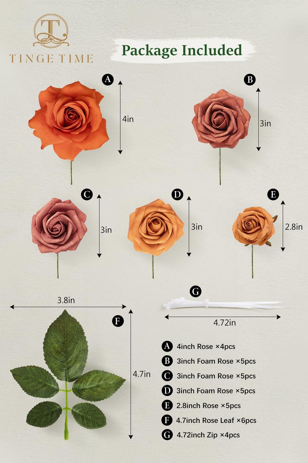 TINGE TIME Artificial Flowers 24pcs Real Looking Silk Flowers Fake Rose with Stems for DIY Wedding Bouquets Burnt Orange Bridal Shower Centerpieces Party Decorations (Maple Red A)