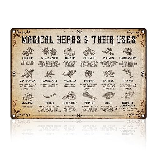DOODLREAM Magical Herbs And Their Uses Metal Tin Sign Wall