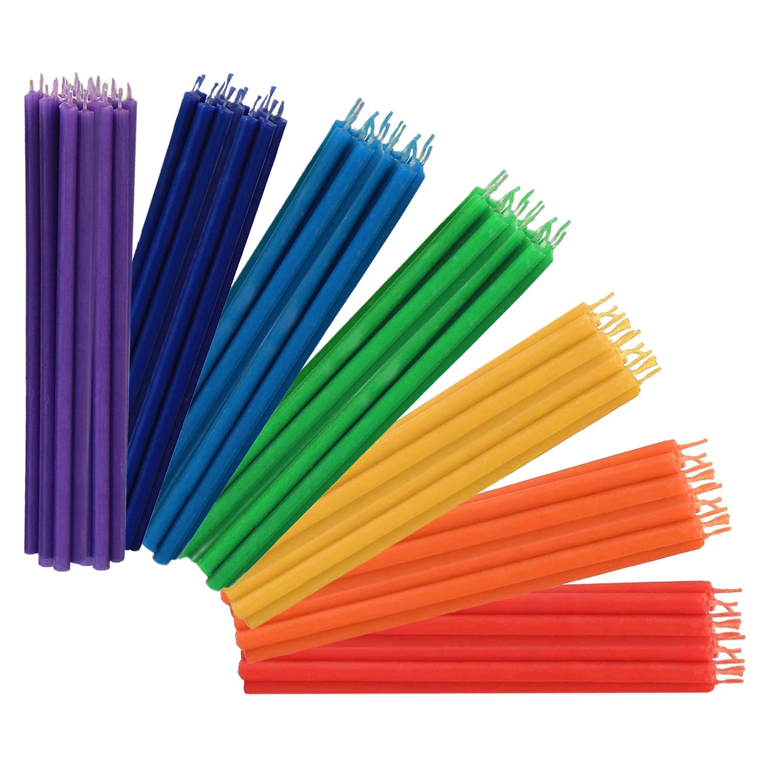 NKlaus Chakra Candle Set 16 cm - 49 Pieces in 7 Colours - Taper Candles Dyed Through, Drip-Free & Soot-Free - for Meditation, Rituals, Yoga & Decoration 40770