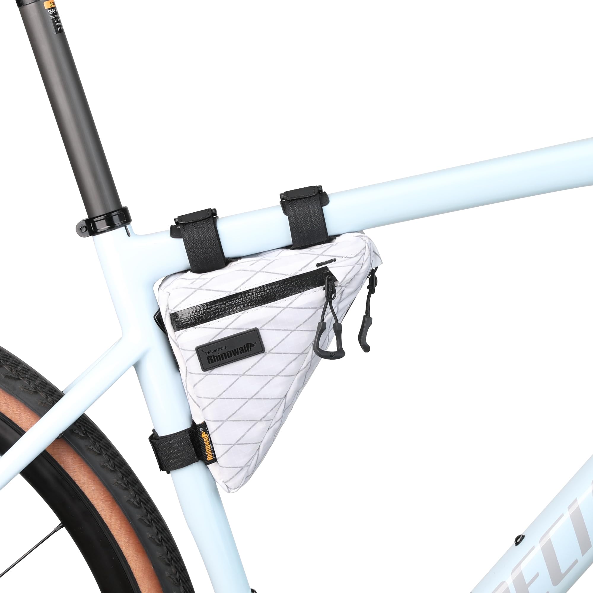 Rhinowalk Bicycle Frame Bag Bike Top Tube Triangle Bag Lightweight 0.9L Touring Pack Cycling Nylon Pouch for Mountain Road Bike(White)