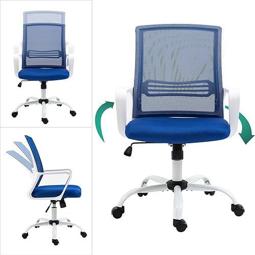 Miniatura 4 de Sillas ergonómicas de escritorio de oficina en casa, silla de malla con reposabrazos de apoyo lumbar para espalda, silla giratoria ejecutiva de