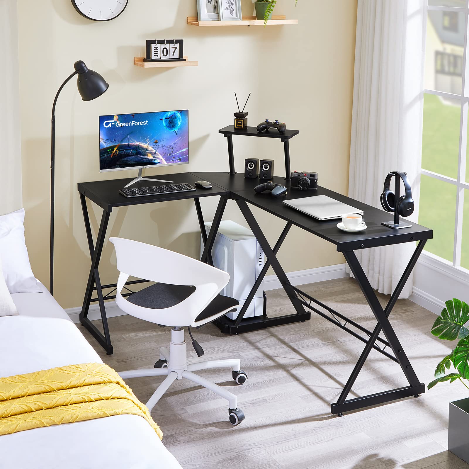GreenForest L Shaped Gaming Desk 58 inch, Reversible Corner Computer