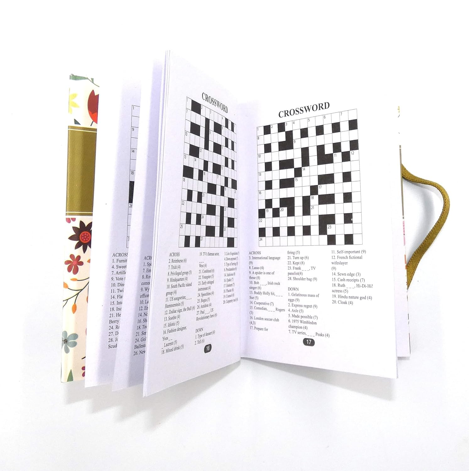Sixstore - Juego de 2 libros de viaje de bolsillo A6, sudoku y crucigramas, tamaño 15 x 10,5 cm con banda elástica, floral