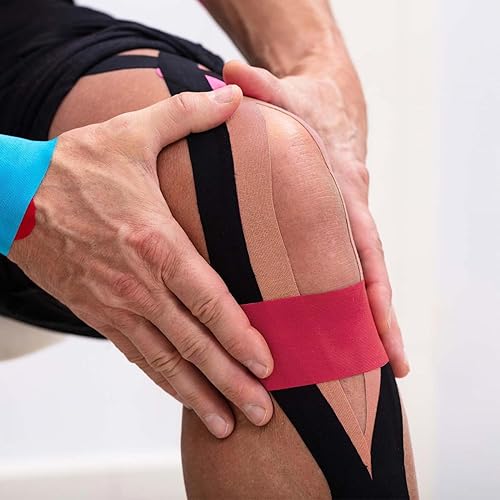 Miniatura 7 de SenseYo Paquete de 4 cintas elásticas transpirables impermeables para recuperación de kinesiología atlética, universales, para gimnasio, fitness,