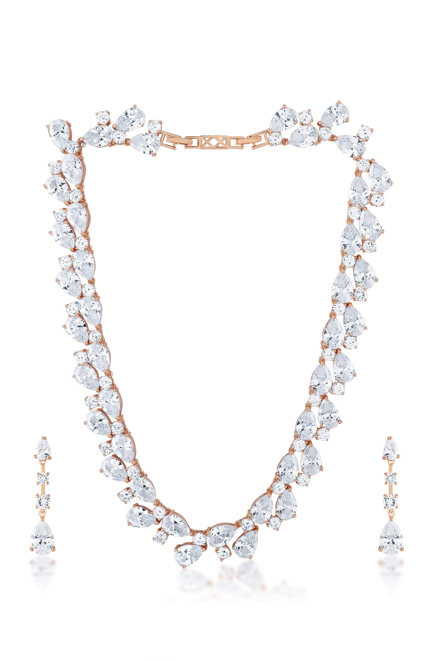 Yellow Chimes Jewellery Set for Women Swiss Cubic Zirconia 18K Rose Gold Plated Necklace Set for Women and Girls. (B07XKZBW5B) Amazon Price History, Amazon Price Tracker
