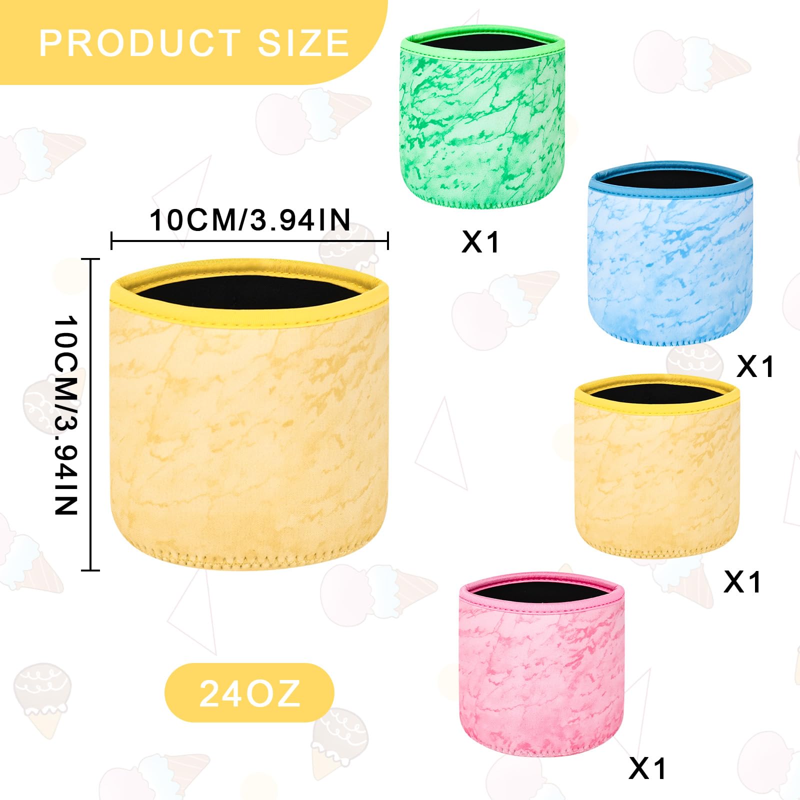 4 sztuki pokrowce neoprenowe na lody do akcesoriów Ninja Creami Deluxe, izolowane pokrowce do pojemników maszyn do lodów serii NC501, NC500, szczelne, wielokrotnego użytku (680 ml)