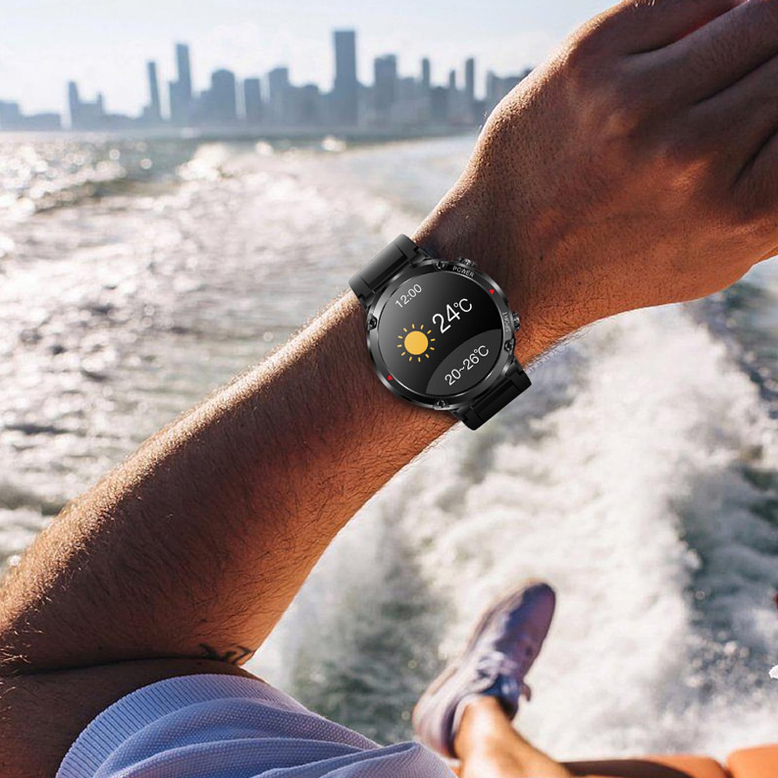 Tbest Fitness Smart Watch, 1.6in HD Schermo Acqua Tracciamento del Sonno Sleep Orologio Smart Sports per Correre Alpinismo Ciclistico