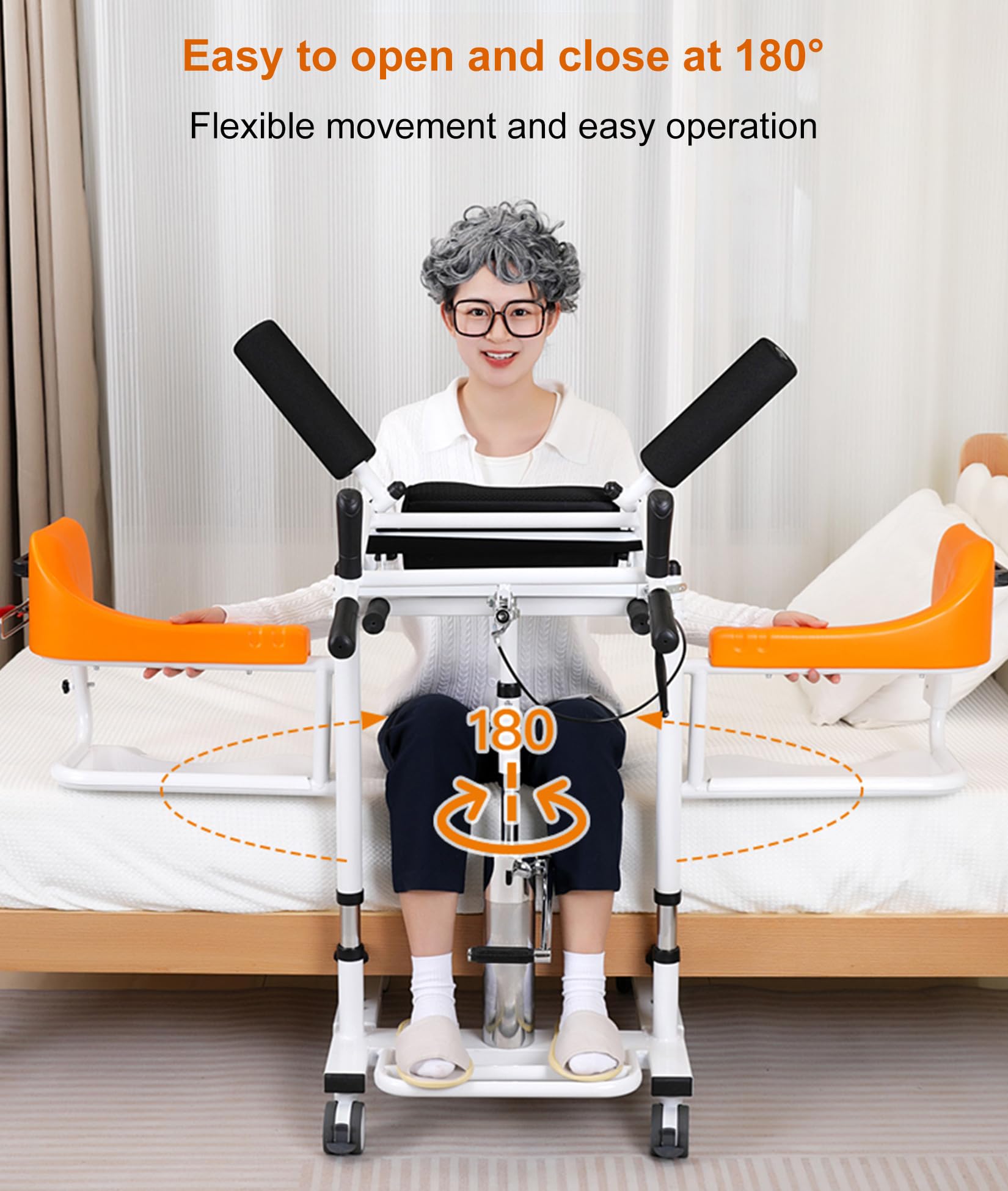 Grúa Hidráulica para Pacientes con Soporte de Elevación Asistida, Sillas de Ruedas de Cuidado Personal Elevador Hidráulico de Pacientes Transferencia Corporal