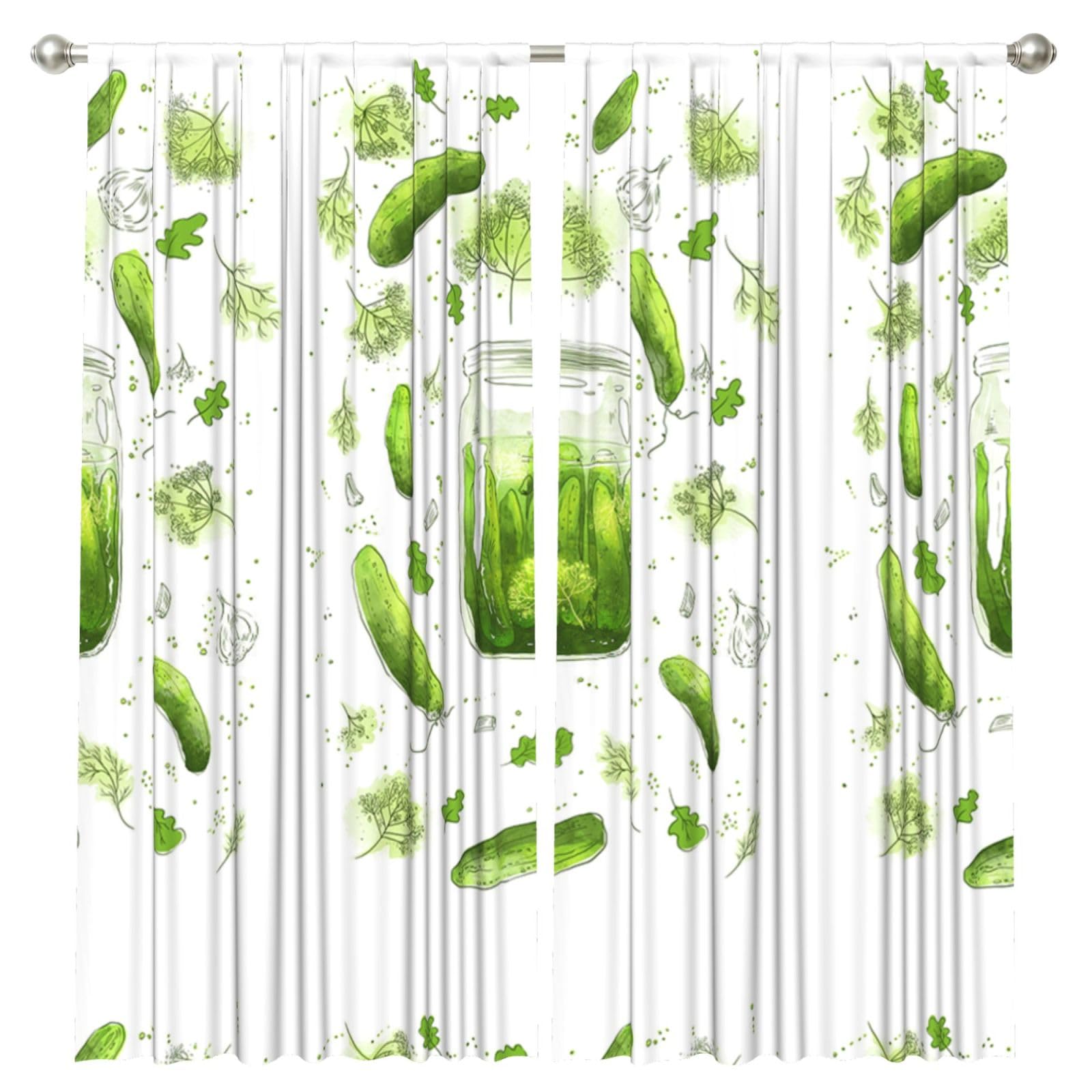 InOmak Cucumber Pickle, 2 Panels Window Curtains 52 x 84 Inch Blackout Curtains for Living Room Bedroom