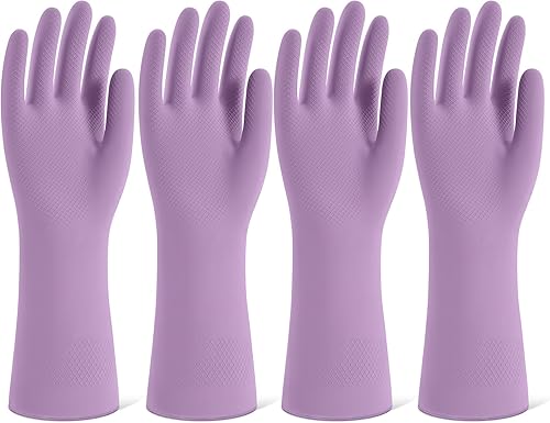 Miniatura 12 de Guantes de limpieza de goma para lavar platos, 4 pares de guantes de cocina reutilizables para lavar platos y limpieza del hogar, guantes