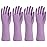 Rubber Cleaning Gloves for Dishwashing, 4 Pairs Reusable Kitchen Gloves for Washing Dishes and Household Cleaning, Purple Dish Gloves with Flocked Lining and Non-Slip Grip, Pefect for Woman Men - M