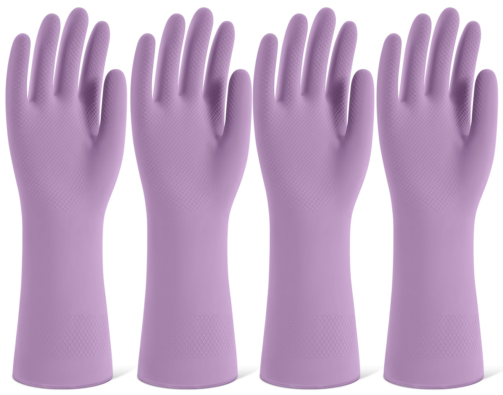 SIFANGKE Purple Rubber Cleaning Gloves with Flocked Lining, Medium (4-Pair Value Pack) | USA Imported for Household Chores - main product image