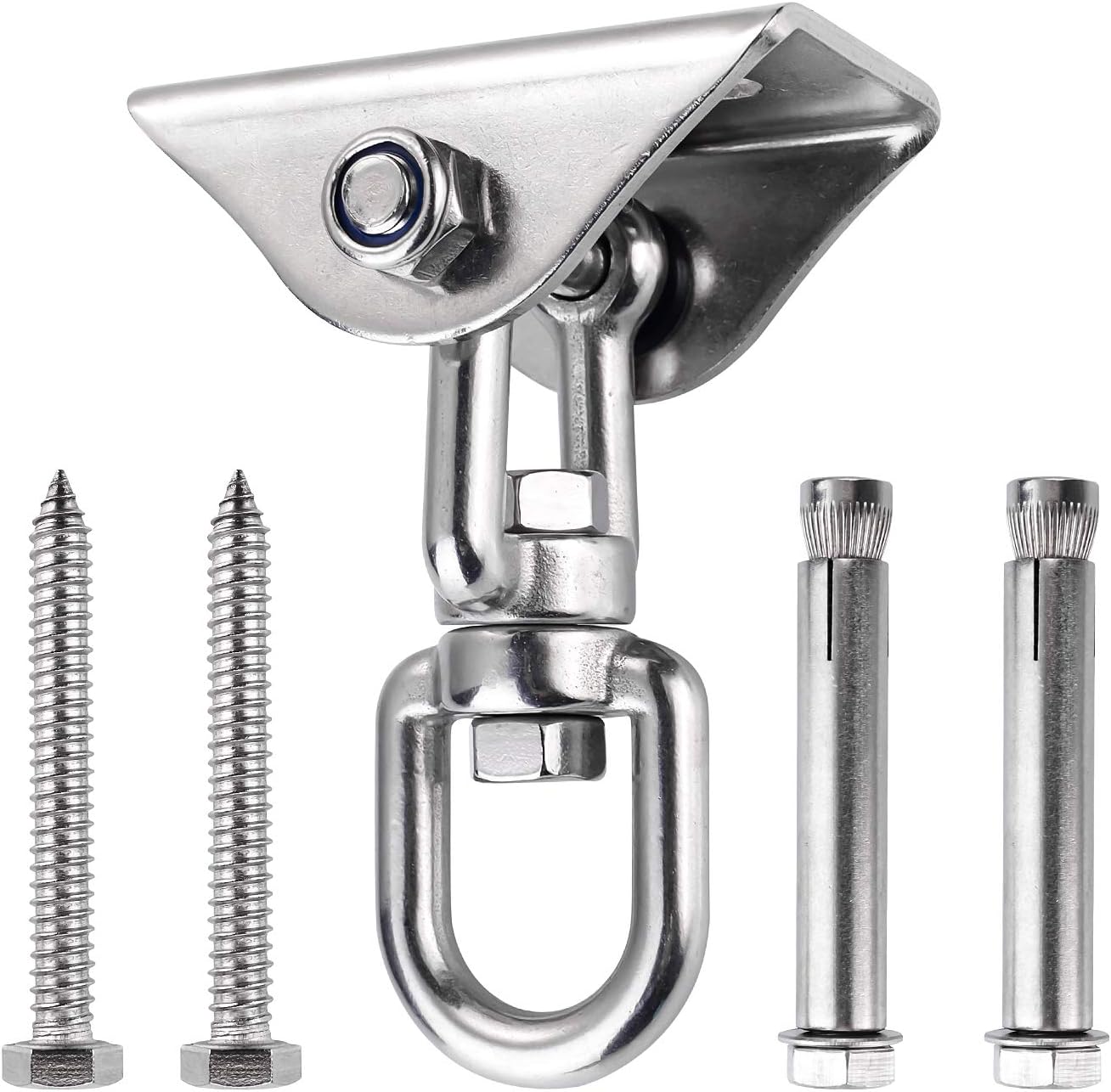 Ulikey Innovative 500KG Capacity Stainless Steel 360° Rotate, Swing Hangers Suspension Hooks, 4 Screw for Concrete Wooden Sets Indoor Outdoor Seat Trapeze Yoga (360 ° Rotation)