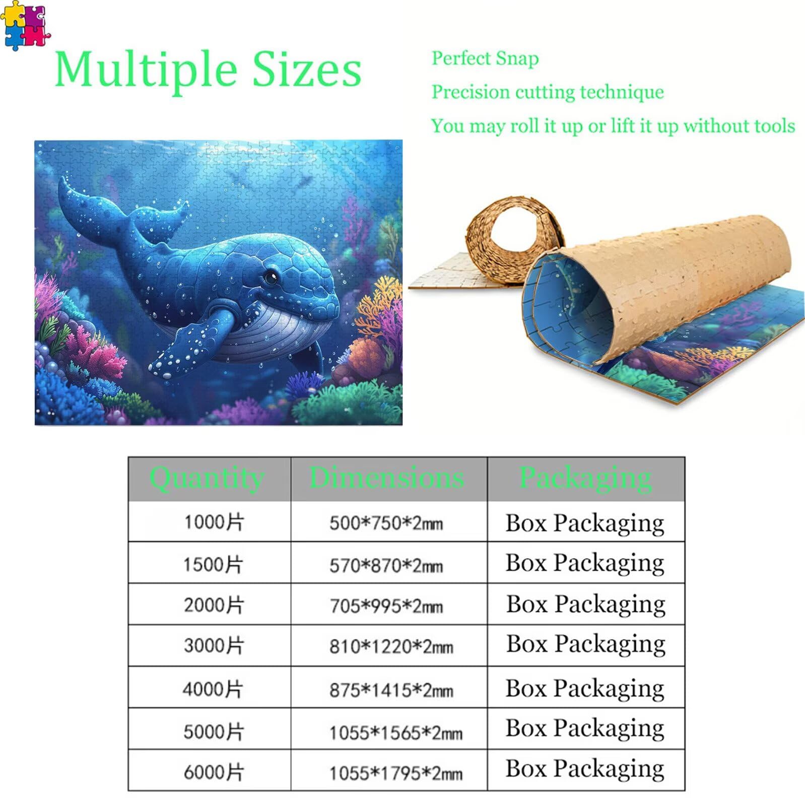 Puzzle 6000 elementów, wieloryb koralowe puzzle 6000 elementów dla dorosłych i dzieci, premium artystyczna łamigłówka, 179,5x105,5 cm Klasyczna gra puzzli dla dorosłych, dekoracja domu, prezent dla