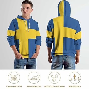 トップス NEW FLAG OVERSIZE SWEAT HOODIE - L.BLUE Amazon.com: TAIZIYEAH Hoodie for Men Swedish Flag Tops