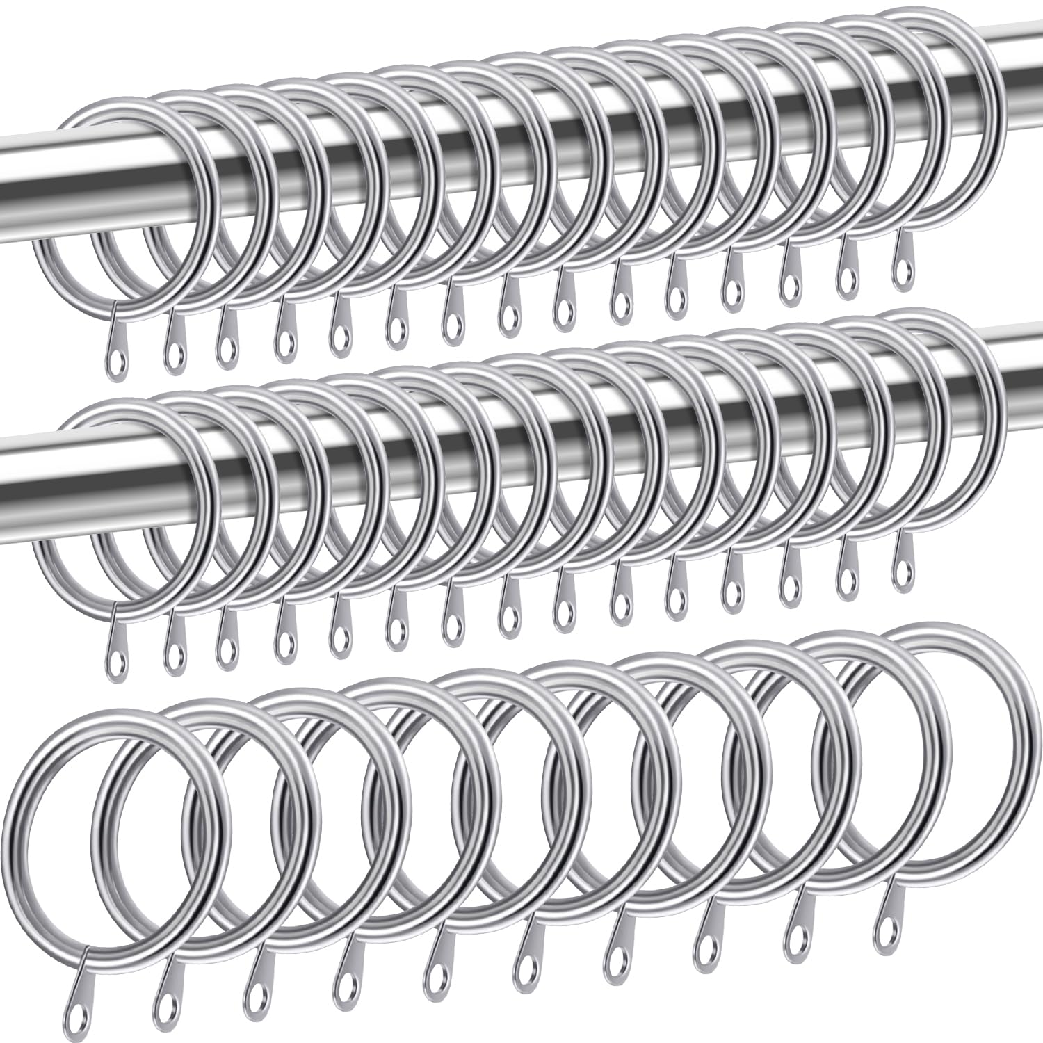 Shappy 40 Packs Metal Drapery Curtain Rings Hanging Rings for Curtains and Rods, Drape Sliding Eyelet Rings Internal Diameter (Silver,25mm)