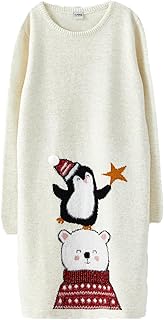 LC WAIKIKI Crew Neck Patterned Long Sleeve Girl Tricot Dress W23167Z4-L8Q-1 3-4 Years Beige Melange