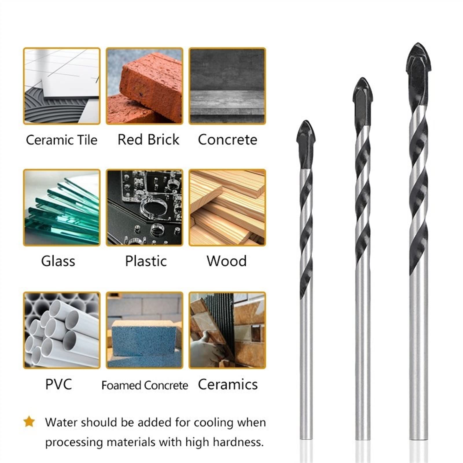 Wiertło 6/8 mm wielofunkcyjne szkło metal wiertło do płytek trójkąt diamentowe wiertło ceramiczne do betonu do drewna wykrawanie 10 sztuk/zestaw (8 mm 10 sztuk)